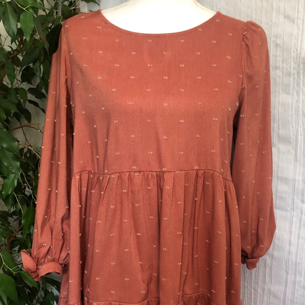 Women’s Rust Long Sleeve Babydoll Dress